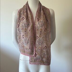 Oscar de la Renta Vintage Paisley and Floral Pattern Silky Scarf